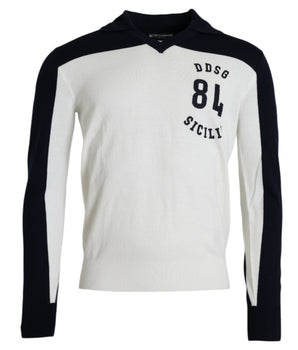 Dolce &amp; Gabbana Jersey tipo jersey con cuello henley SICILY blanco y negro