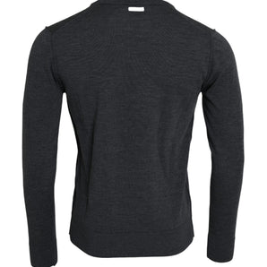 Dolce & Gabbana Dark Gray Wool Crew Neck Pullover Sweater