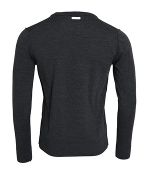 Dolce & Gabbana Dark Gray Wool Crew Neck Pullover Sweater