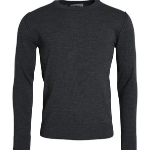 Dolce & Gabbana Dark Gray Wool Crew Neck Pullover Sweater