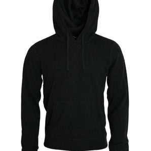 Dolce & Gabbana Dark Gray Cashmere Hooded Pullover Sweater