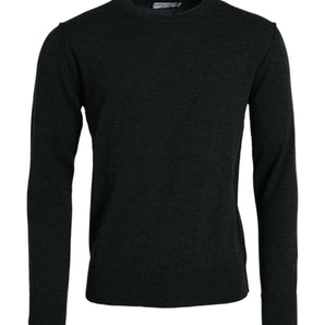 Dolce &amp; Gabbana Dark Gray Wool Crew Neck Pullover Sweater