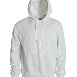 Dolce & Gabbana White Cotton Hooded Pullover Sweatshirt Sweater