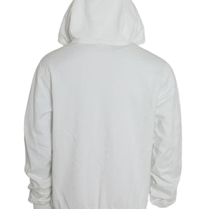 Dolce & Gabbana White Cotton Hooded Pullover Sweatshirt Sweater