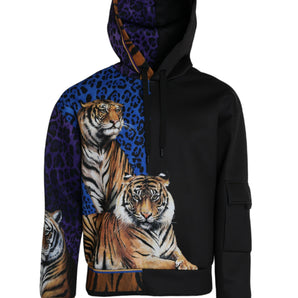 Dolce &amp; Gabbana Multicolor Tiger Hooded Sweatshirt Sweater