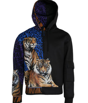 Dolce & Gabbana Multicolor Tiger Hooded Sweatshirt Sweater