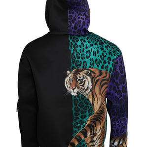 Dolce &amp; Gabbana Multicolor Tiger Hooded Sweatshirt Sweater