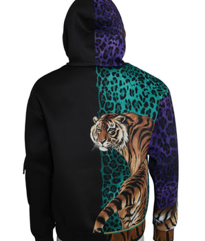 Dolce & Gabbana Multicolor Tiger Hooded Sweatshirt Sweater