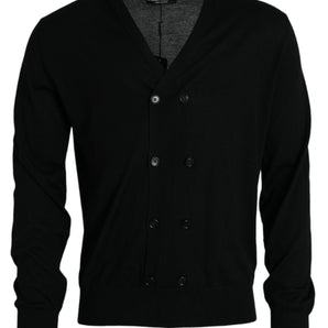 Dolce &amp; Gabbana Black Cashmere Knit Long Sleeves Cardigan Sweater