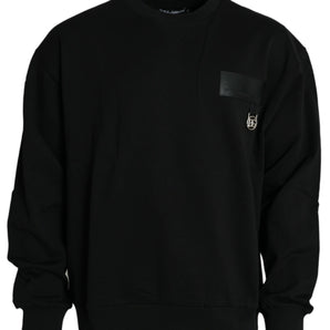 Dolce & Gabbana Black Logo Cotton Long Sleeves Sweatshirt Sweater