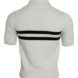 Dolce & Gabbana White DG Logo Collared Henley Shirt T-shirt