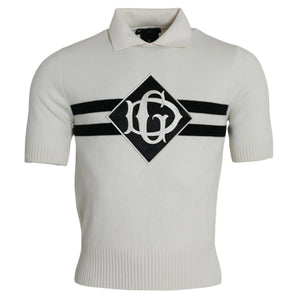 Dolce &amp; Gabbana White DG Logo Collared Henley Shirt T-shirt