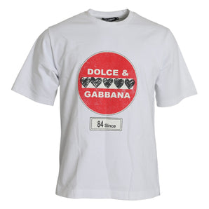 Dolce &amp; Gabbana White Love Heart Cotton Crewneck Short Sleeve T-shirt