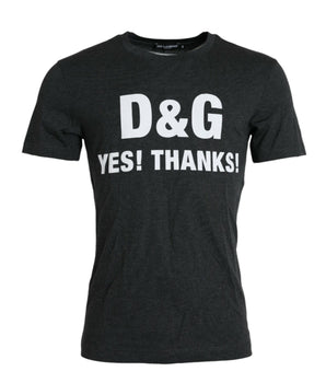 Dolce & Gabbana Gray Logo Print Crewneck Short Sleeve T-shirt