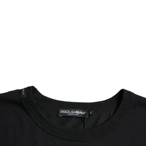 Dolce & Gabbana Black Logo Embossed Crew Neck Short Sleeves T-shirt