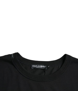 Dolce & Gabbana Black Logo Embossed Crew Neck Short Sleeves T-shirt