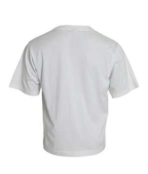 Dolce &amp; Gabbana White Embellished Cotton Crew Neck T-shirt