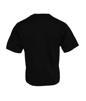 Dolce & Gabbana Black Embellished Cotton Crew Neck T-shirt