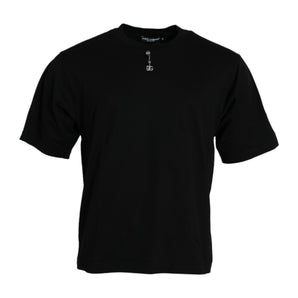 Dolce &amp; Gabbana Black Embellished Cotton Crew Neck T-shirt