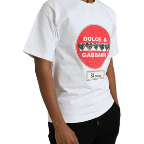 Dolce &amp; Gabbana White Love Heart Cotton Crewneck Short Sleeve T-shirt