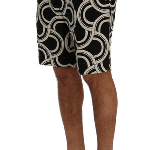 Dolce &amp; Gabbana Chic Black &amp; White Patterned Linen Shorts