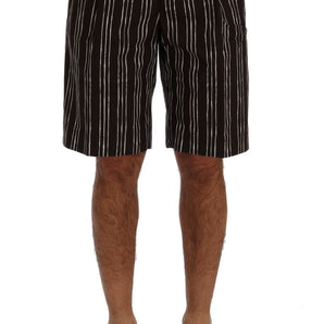 Dolce &amp; Gabbana Bordeaux Striped Cotton Knee High Shorts