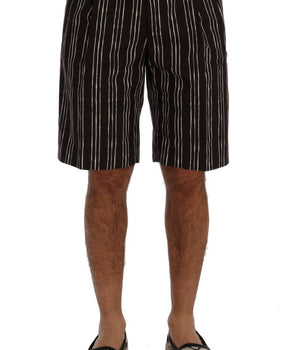 Dolce & Gabbana Bordeaux Striped Cotton Knee High Shorts Dolce & Gabbana 
