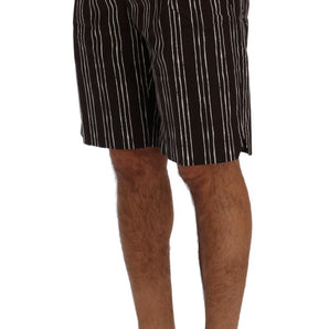 Dolce &amp; Gabbana Bordeaux Striped Cotton Knee High Shorts