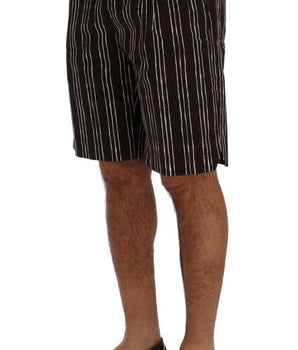 Dolce & Gabbana Bordeaux Striped Cotton Knee High Shorts Dolce & Gabbana 