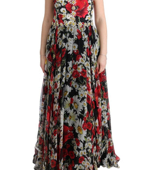 Dolce & Gabbana Floral Maxi Gown with Sunflower Print and Crystals Dolce & Gabbana 
