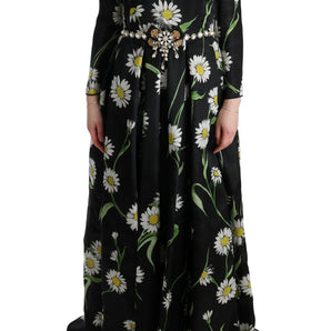 Dolce & Gabbana Elegant Sunflower Maxi Gown with Crystals