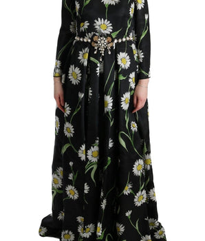 Dolce & Gabbana Elegant Sunflower Maxi Gown with Crystals Dolce & Gabbana 