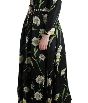 Dolce & Gabbana Elegant Sunflower Maxi Gown with Crystals Dolce & Gabbana 