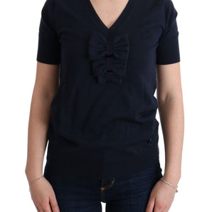 MARGHI LO' Elegant Blue Wool Top - Chic Everyday Elegance