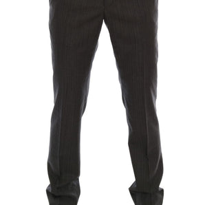 Dolce &amp; Gabbana Elegant Gray Striped Wool Formal Trousers