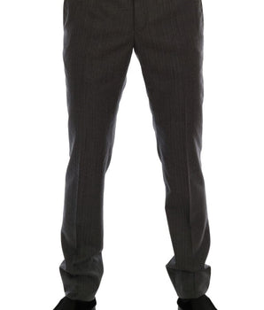 Dolce & Gabbana Elegant Gray Striped Wool Formal Trousers Dolce & Gabbana 