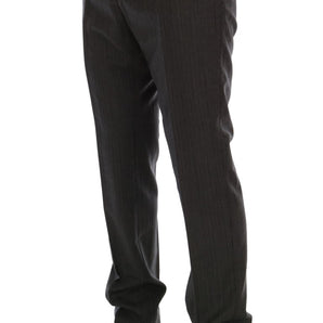 Dolce &amp; Gabbana Elegant Gray Striped Wool Formal Trousers