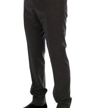 Dolce & Gabbana Elegant Gray Striped Wool Formal Trousers Dolce & Gabbana 