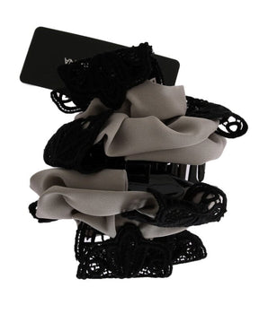 Dolce & Gabbana Gray Silk Black Lace Hair Claw Dolce & Gabbana 