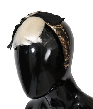 Dolce & Gabbana Black Crystal White Diadem Headband Dolce & Gabbana 