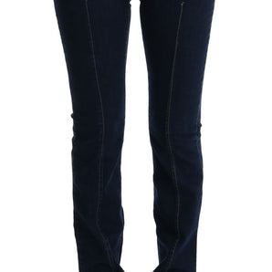 Costume National Chic Flared Cotton Jeans in Blue