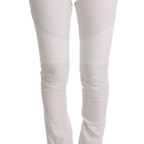 Ermanno Scervino Chic White Slim Fit Cotton Pants