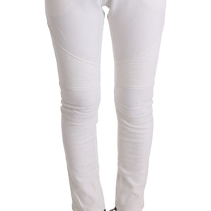 Ermanno Scervino Chic White Slim Fit Cotton Pants