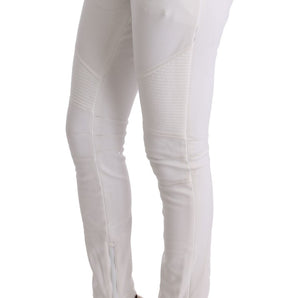 Ermanno Scervino Chic White Slim Fit Cotton Pants