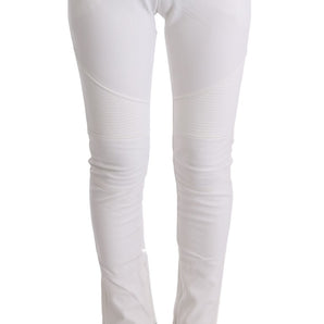 Ermanno Scervino Chic White Slim Fit Cotton Trousers