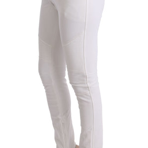 Ermanno Scervino Chic White Slim Fit Cotton Trousers