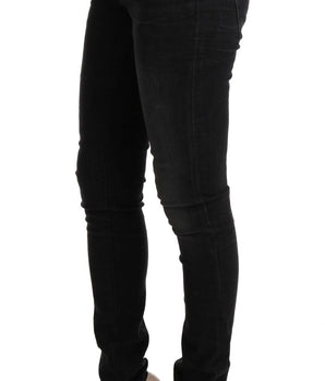 Acht Black Denim Cotton Bottoms Slim Fit Jeans