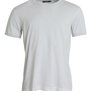 Dolce & Gabbana White Cotton Round Neck Short Sleeve T-shirt