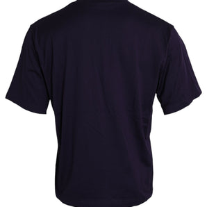 Dolce & Gabbana Purple Logo Patch Short Sleeve Cotton T-shirt