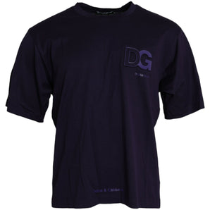 Dolce & Gabbana Purple Logo Patch Short Sleeve Cotton T-shirt